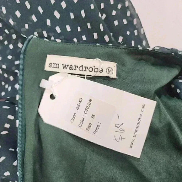 NWT Sm Wardrobe Ruffle Tied Waist Short Sleeve Chiffon Mini Dress M - Picture 7 of 9